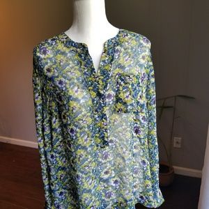 Sheer floral long sleeved blouse